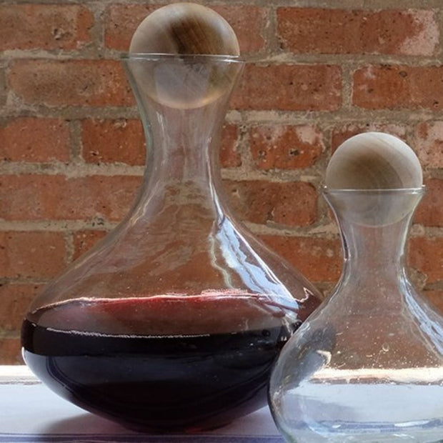 Large Clasico Hand Blown Glass Decanter with Teakwood Stopper lifestyle
