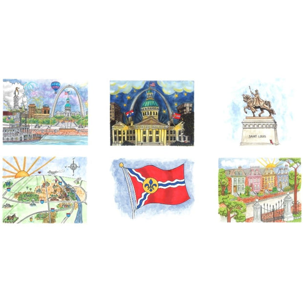 Set of Six Goodnight St. Louis Note Cards Series 1