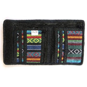 Fair Trade Tri-fold Cotton Wallet with Velcro Closure interior view