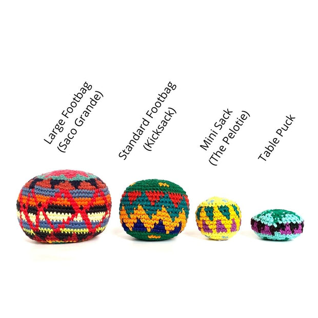 Hacky Sacks and Footbags - size comparison