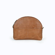 Small Half-Moon Camel Leather Crossbody Bag front