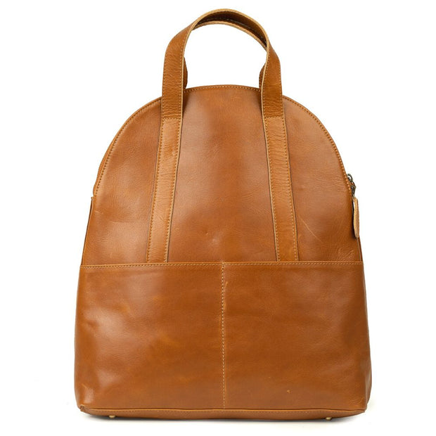 Half-moon Camel Leather Backpack front