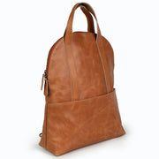 Half-moon Camel Leather Backpack side view