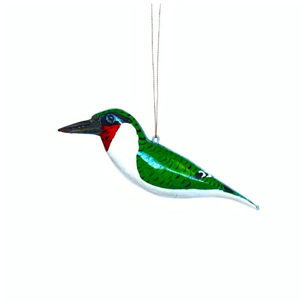 Hand-painted Wood Bird Ornament - Hummingbird