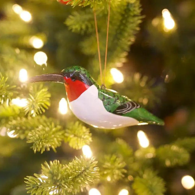 Hand-painted Wood Bird Ornament - Hummingbird lifestyle