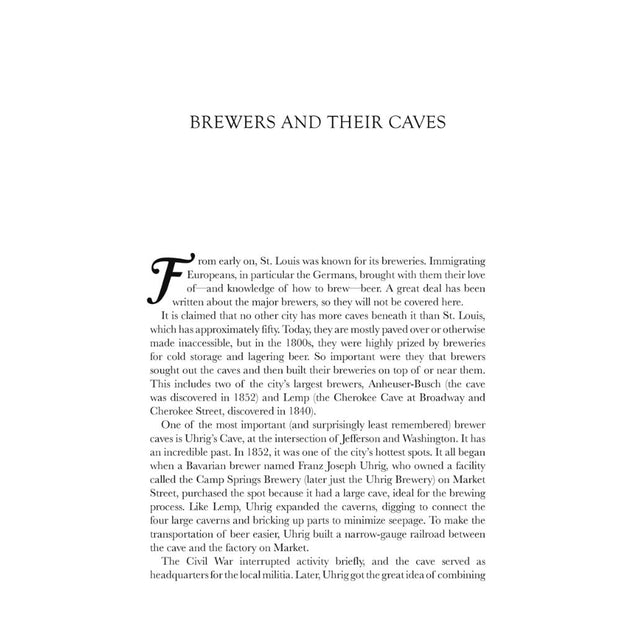 Historic Tales of St. Louis Paperback sample of inside page about Brewers and Their Caves