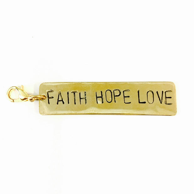 Faith Hope Love Brass Charm
