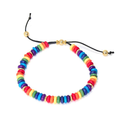 Adjustable Rainbow Beaded Bracelet