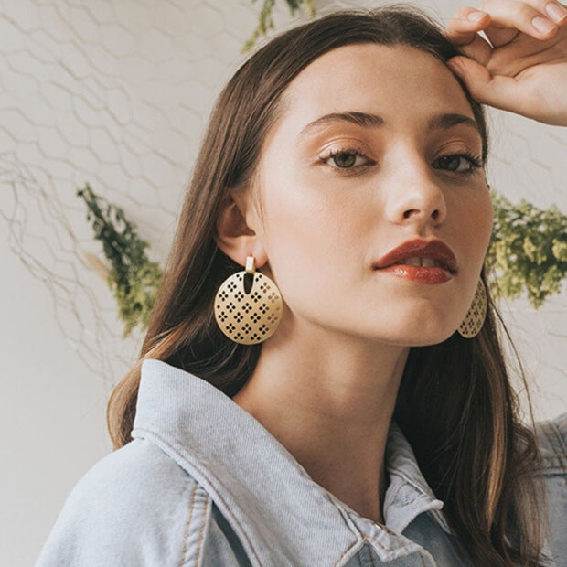 Chameli Post Earrings - Gold Blossom model