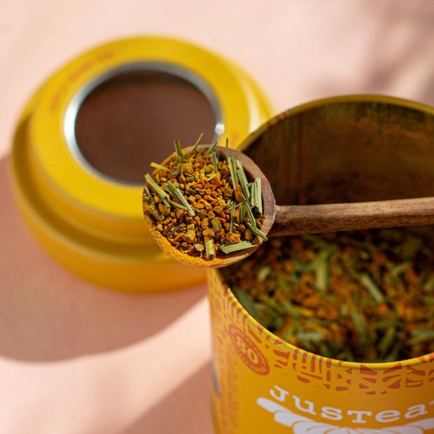 JusTea Loose Leaf Herbal Tea Tin - Turmeric Ginger lifestyle