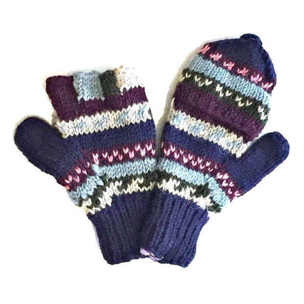 Handknit Fingerless Glove with Mitten Pullover (Glitten) detail