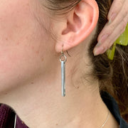 Recycled Aluminum Bar Earrings on model