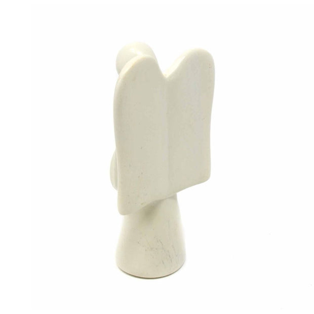Soapstone Angel in Prayer Sculpture Natural back view