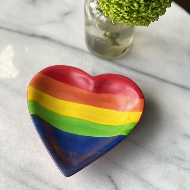 5-inch Soapstone Heart Shaped Dish Bowl - Rainbow lifestyle