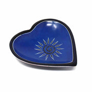 Hand-carved Soapstone Heart Shaped Bowl 5 inches-dark blue
