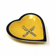 Hand-carved Soapstone Heart Shaped Bowl 5 inches yellow