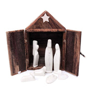 13-Piece Soapstone Nativity and Banana Fiber Barn Set
