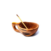 Reclaimed Olive Wood Salt Pot with Spoon