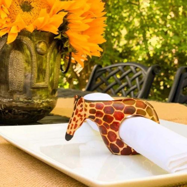 Mahogany Giraffe Napkin Ring lifestyle