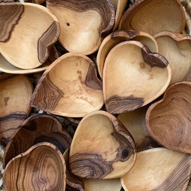 Tiny Olive Wood Heart Bowls