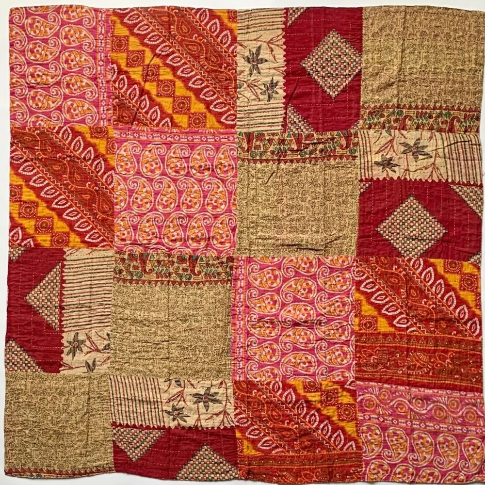 Kantha Reversible Quilted Sari Throw No. 1 Zee Bee Market LLC