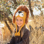 Kids Hand-knit Lion Hat on a child model