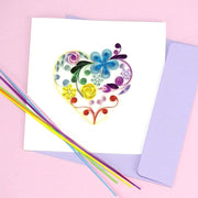 Quilled Floral Rainbow Heart Card lifestyle