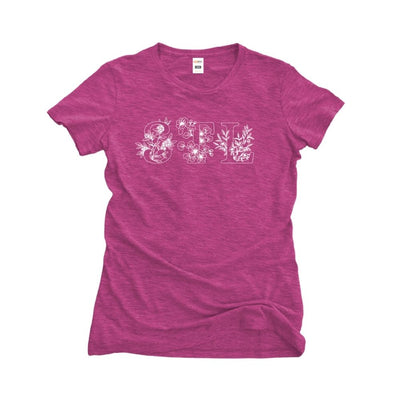 Ladies Short Sleeve Triblend Tee in Berry - STL Floral front