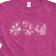 Ladies Short Sleeve Triblend Tee in Berry - STL Floral print detail