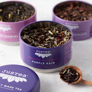 JusTea Loose Leaf Purple Tea Gift Trio open tins