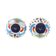Hand-painted Dots and Flowers Ceramic Salt and Pepper Shakers from above