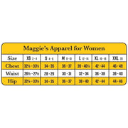 Maggie's Organics Apparel for Women SIze Chart