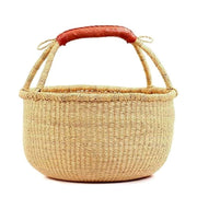 Bolga Medium Round Natural Basket with Leather Handle