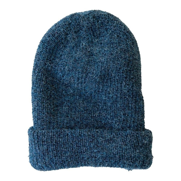 Pure Alpaca Yarn Milkshake Hand-knit Hat - Steel Blue