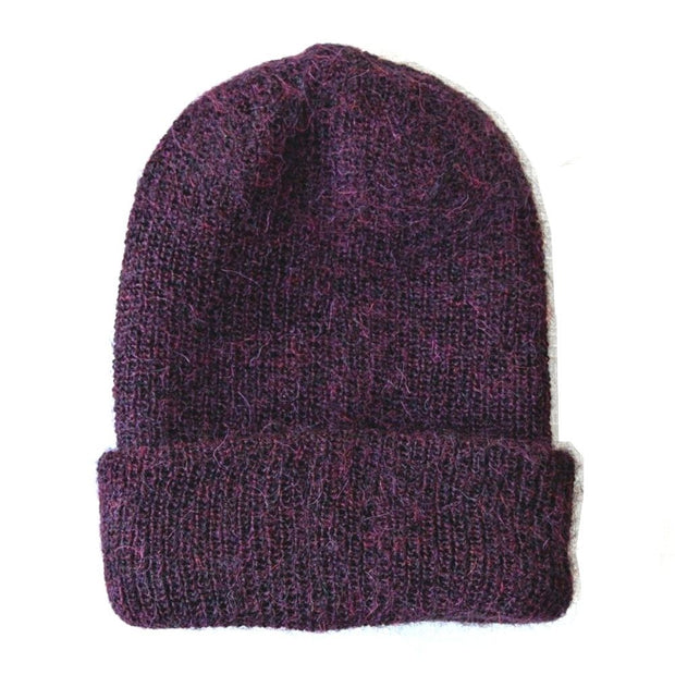 Pure Alpaca Yarn Milkshake Hand-knit Hat - Wine