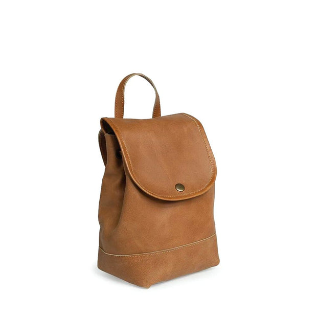Mini Leather Backpack - Camel