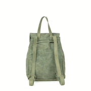 Sage Green Mini Leather Backpack back view