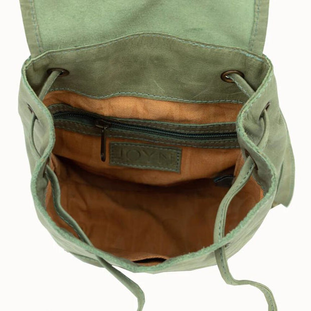 Sage Green Mini Leather Backpack interior