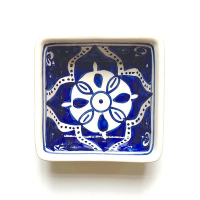 Nigella Cobalt Hand-painted Small Square Ceramic Bowl