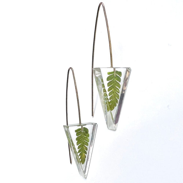 Resin Triangle Earrings with Hydrangea Flowers