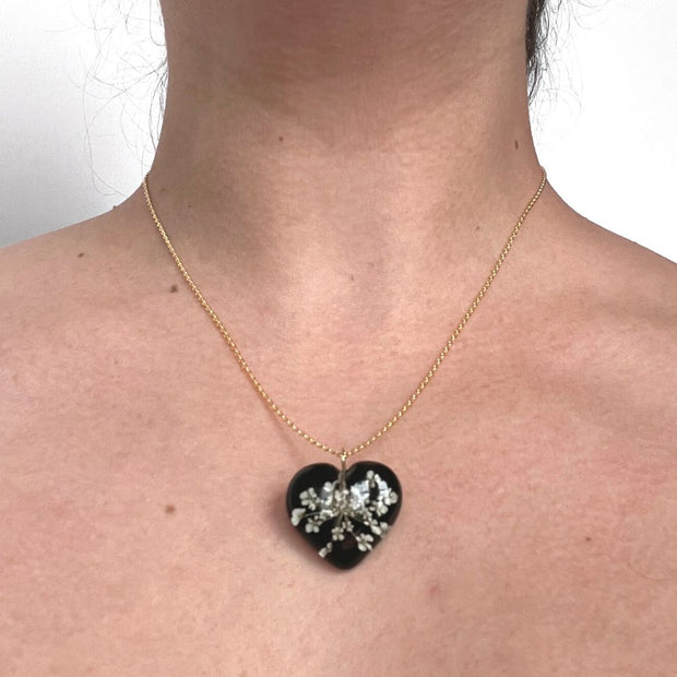 Queen Anne Heart Pendant Necklace on model