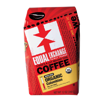 Equal Exchange Organic Colombian Full City Coffee 12 oz Whole Bean