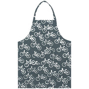 Printed Batik Fabric Reversible Apron - Bikes Charcoal