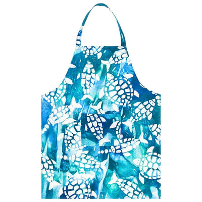 Printed Batik Fabric Reversible Apron - Fishy Turtles Watercolor