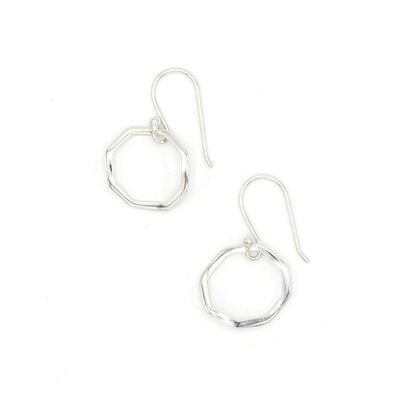 Organic Octagon Sterling Silver Earrings