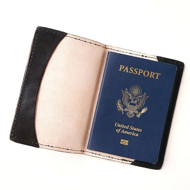 Brown Brama Leather Passport Cover open