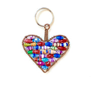 Multicolor Paper Bead Keychain - Heart