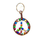 Multicolor Paper Bead Keychain - Peace Sign