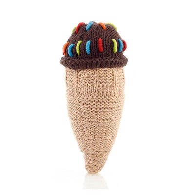 Pebble Ice Cream Cone Rattle - Chocolate