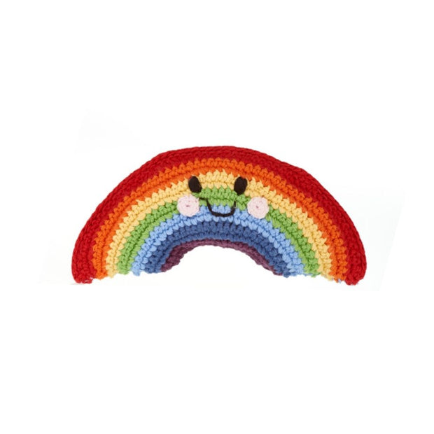 Pebblechild Hand Crocheted Friendly Rainbow Rattle